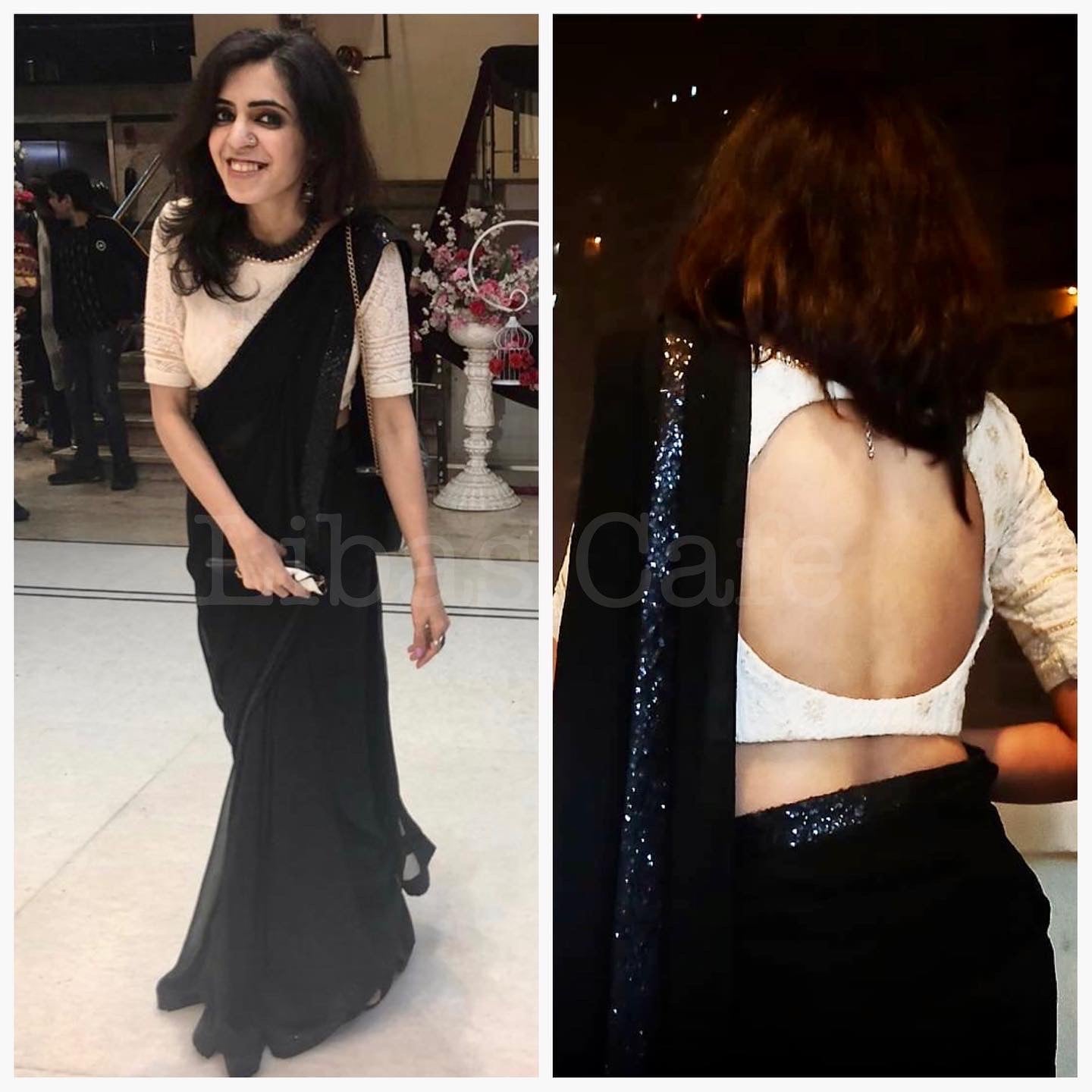 Client In Black Saree With Lakhnavi Blouse